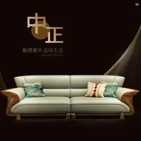 new chinese leather sofa light luxury living room small apartment new idea simple solid wood ebony sofa combination furnitur