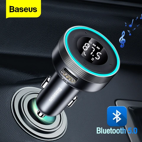 Baseus FM-передатчик-модулятор Автомобильный беспроводной Bluetooth 5,0 USB Быстрое зарядное устройство Авто Aux Радио Mp3-плеер Музыкальный комплект громкой связи