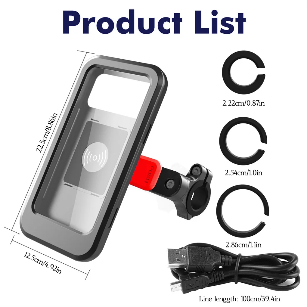 Mobile Phone Holder Electric Bicycle Waterproof Bracket Motorbike Fast Wireless Charging Stand Cycling Accessory