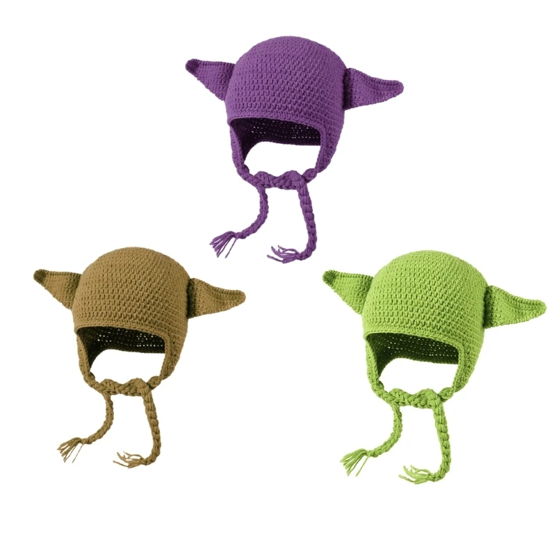 

Женская вязаная шапка Y2K в стиле ФК, вязаная шапка, Балаклава, шапка, утепленная Рыбацкая шляпа, шапка с ушками, мечтательный зеленый, фиолетовый цвет