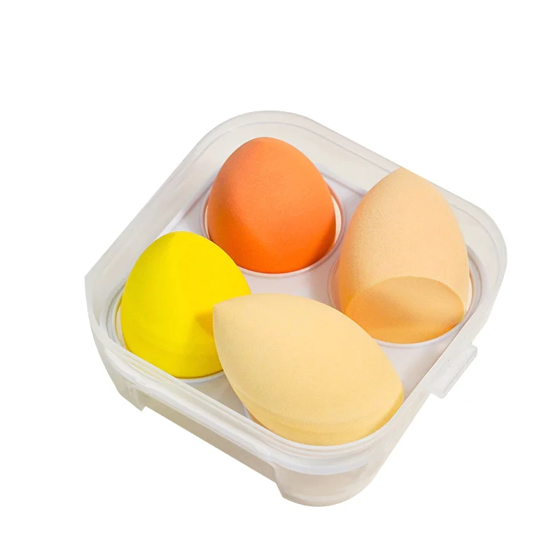 4/8 Pcs 4 Colors Waterdrop Beauty Makeup Puff Box Set Colorf