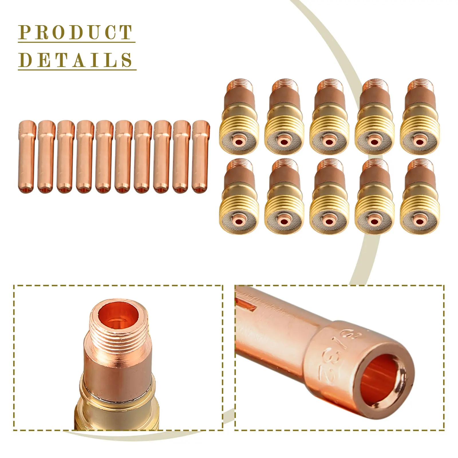 Комплект цанг TIG с общим 20 штук предназначенными для линз Stubby Gas включая модели