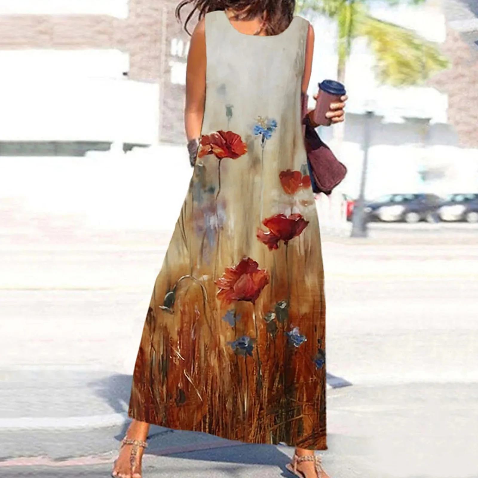 

Женское платье с запахом, женские Макси-платья, летнее платье на бретельках, женское длинное платье без рукавов с V-образным вырезом, сексуал...