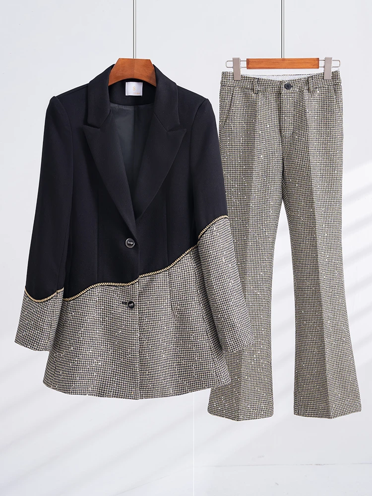 Women Autumn Winter Wear Pant Suit Office Ladies Business Work Formal 2 Piece Set Female Long Sleeve Blazer And Trouser