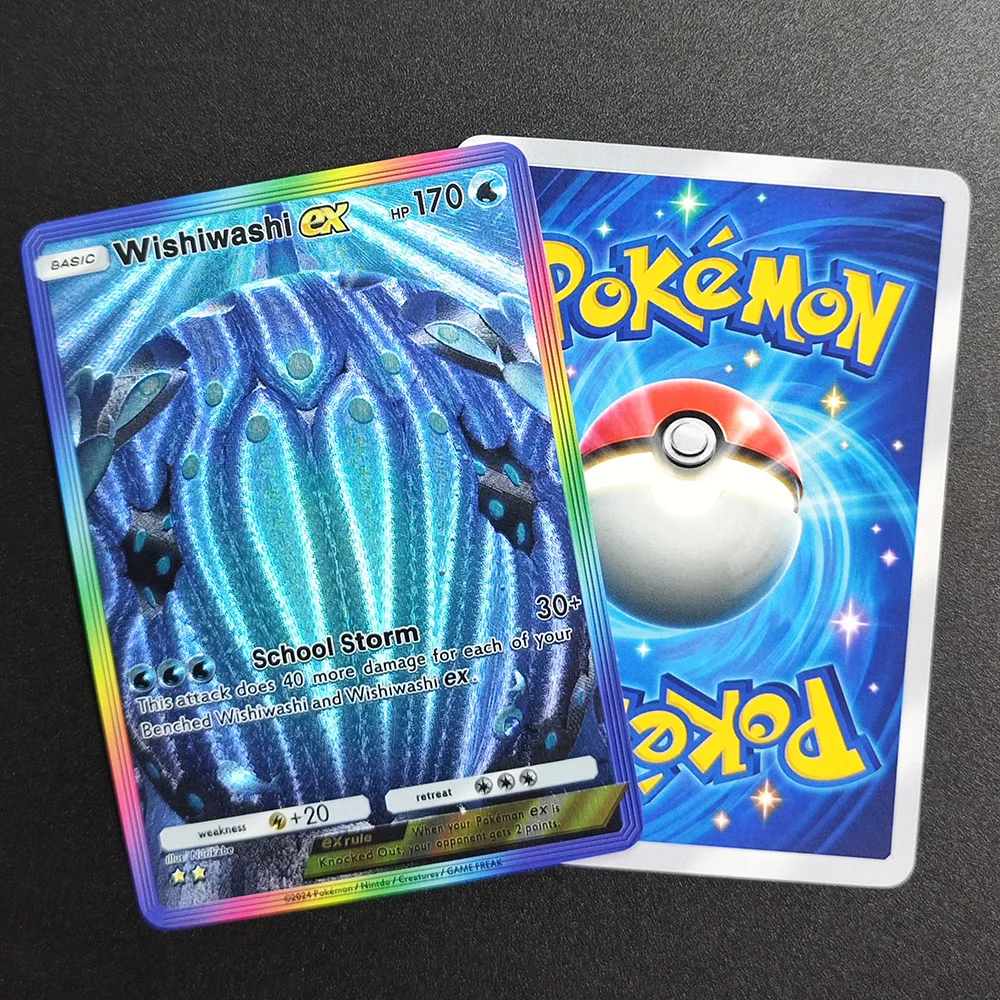 Фото Набор из 9 карточек TCG Pocket (английская версия): Wishiwashi, Dhelmise, Oricorio, Pyukumuku, Sandygast, Tapu, Bulu, Fini, Koko — коллекционные карточки с текстурой игры №2