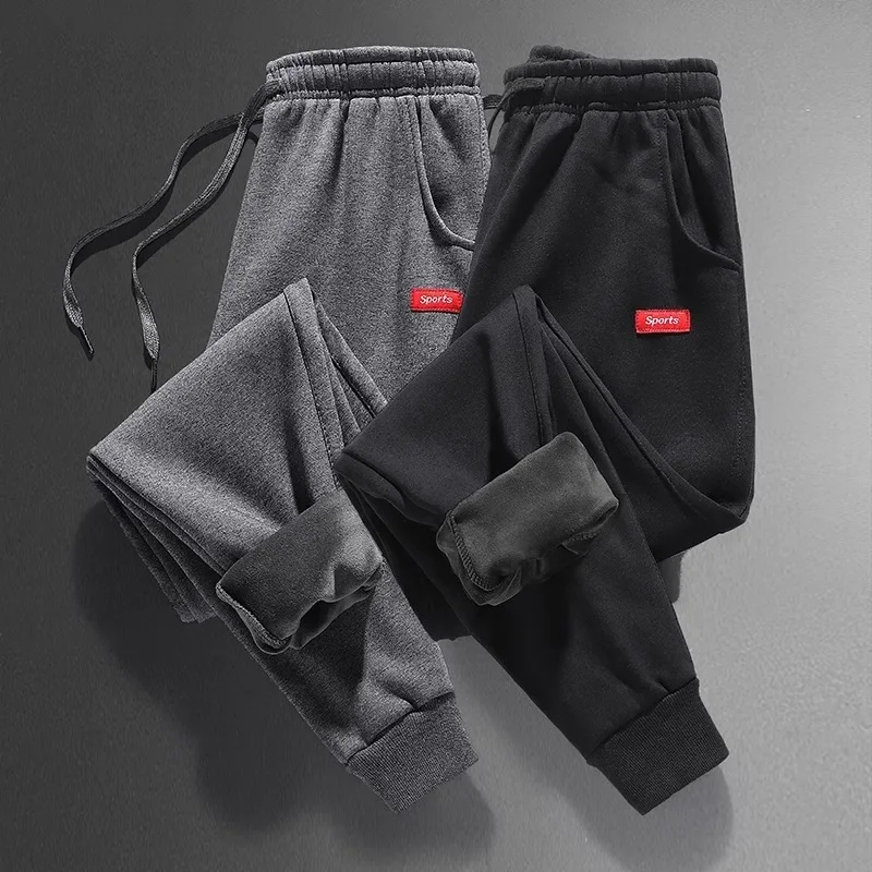 Утолщенные длинные брюки на флисовой подкладке мужские повседневные