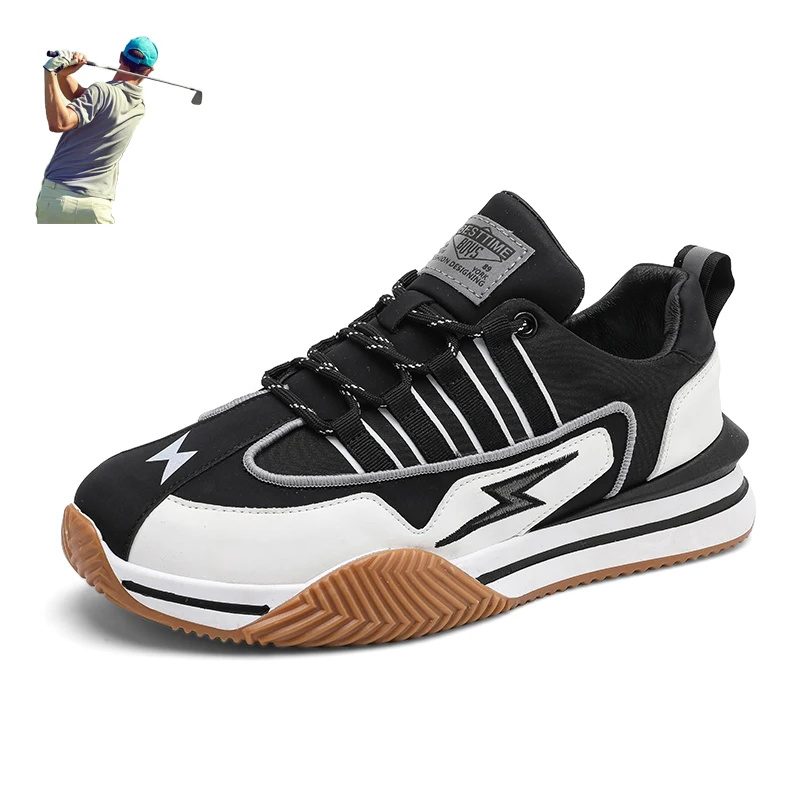 

Мужские кроссовки для гольфа, Уличная Повседневная обувь для гольфа, Нескользящие, удобные, для прогулок и гольфа, черные, на весну