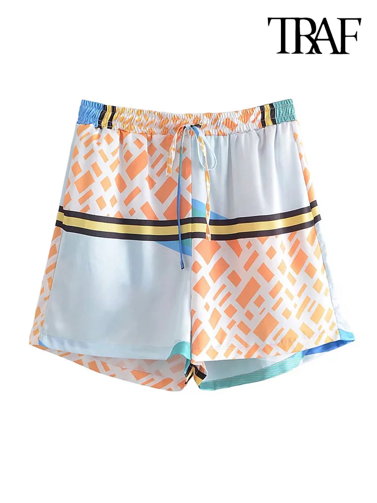 

Шорты-бермуды женские с высокой эластичной талией и шнурком