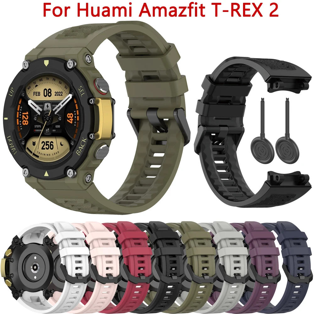 

Silicone Watch Strap Band For Huami Amazfit T-Rex 2 Smart Watchband Sport Bracelet for Amazfit TRex 2 Original Strap Accessories