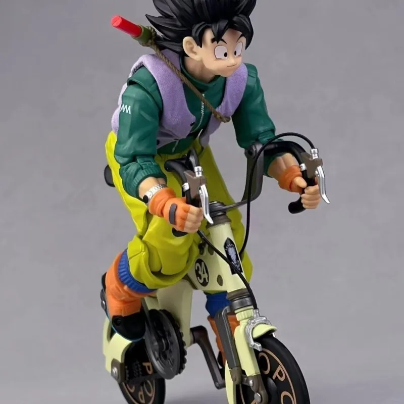 Фото В наличии! Коллекционные фигурки Kamione S.H.F Dragon Ball: Гоку на велосипеде (детская версия) с подвижным велосипедом, набор 01A 01B, аниме-модели, игрушки №5