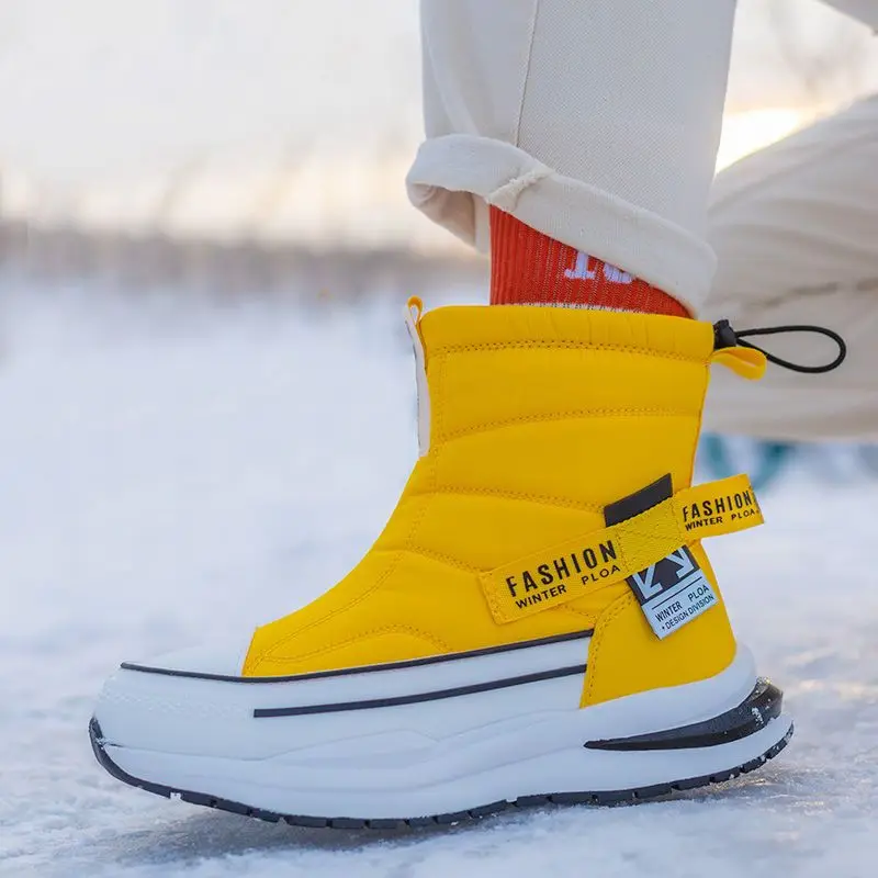 Женские зимние ботинки 2024 разноцветные утолщенные теплые и Нескользящие для пар