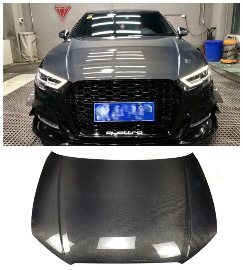 Купи High Quality Carbon Fiber Front Engine Hood Vent Cover Fits For Audi A3 S3 2013-2019 за 108,000 рублей в магазине AliExpress