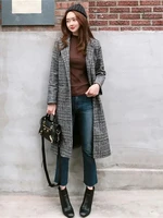 2022 spring autumn womens plaid coat new fashion long slim type female winter woolen jackets outwear