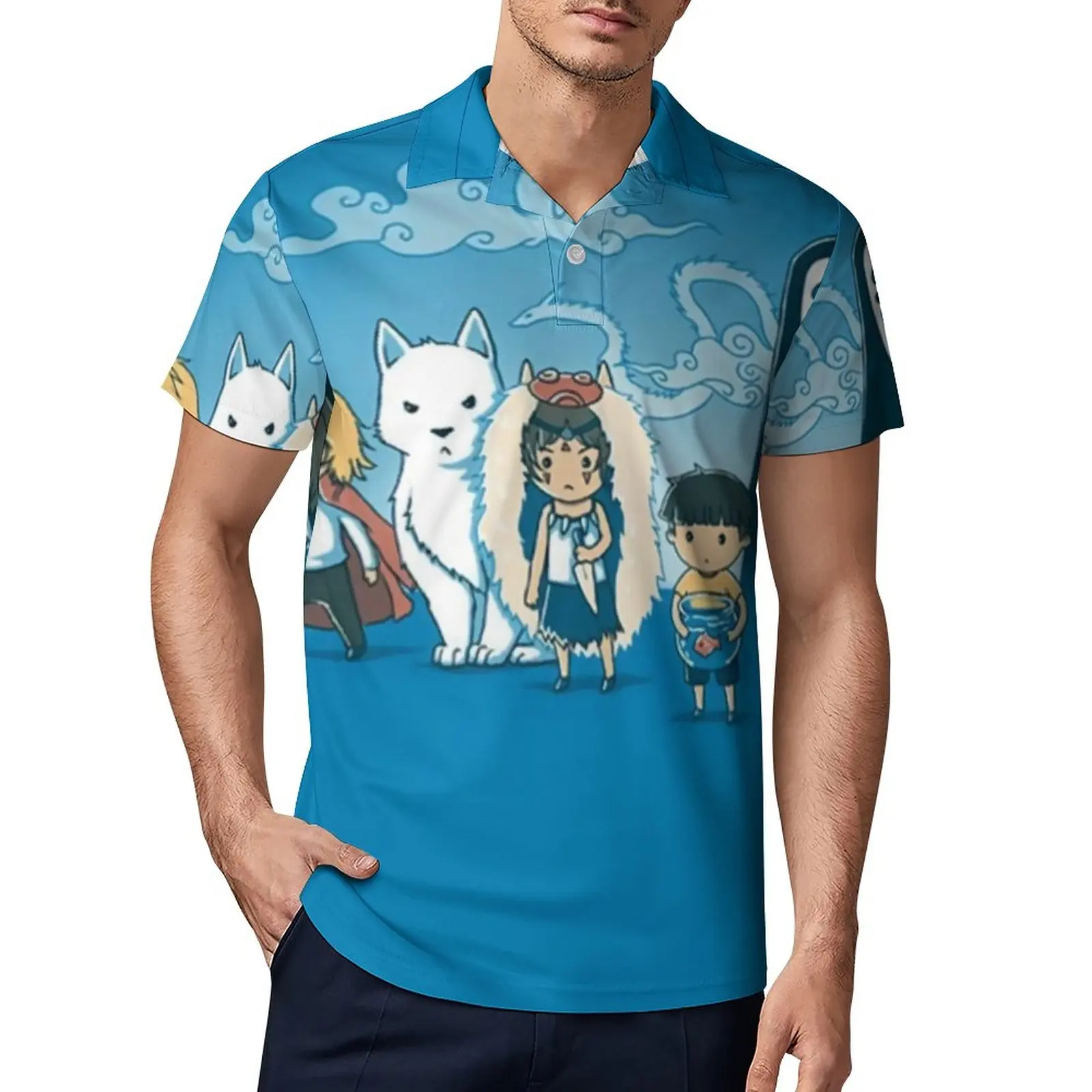 

Милые повседневные рубашки-поло в стиле Тоторо, рубашка в японском стиле с коротким рукавом, летняя уличная одежда, большие размеры, рубашки...