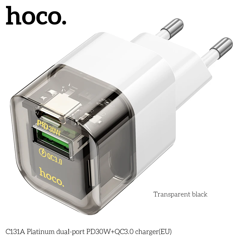 

HOCO 30W Dual-port Charger Quick Charge 4.0 3.0HOCO 30W Du Type C PD USB Charger For iPhone 15 14 13 Pro Max Xiaomi Fast Charger