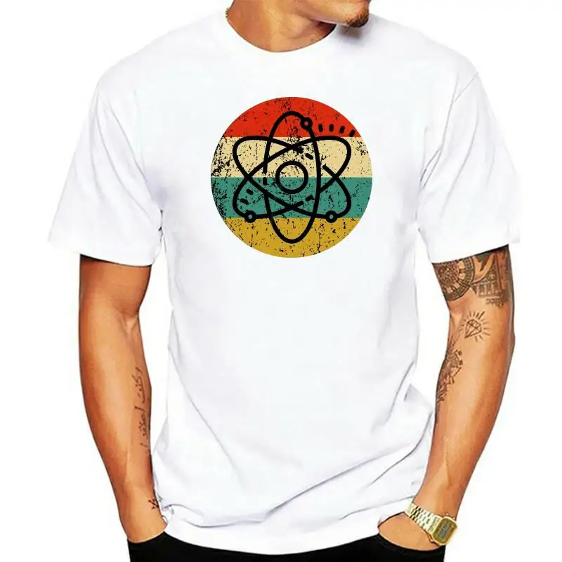 

Мужская химия рубашка-Ретро научный ученый Футболка-рубашка с принтом Atom Icon Ретро футболка