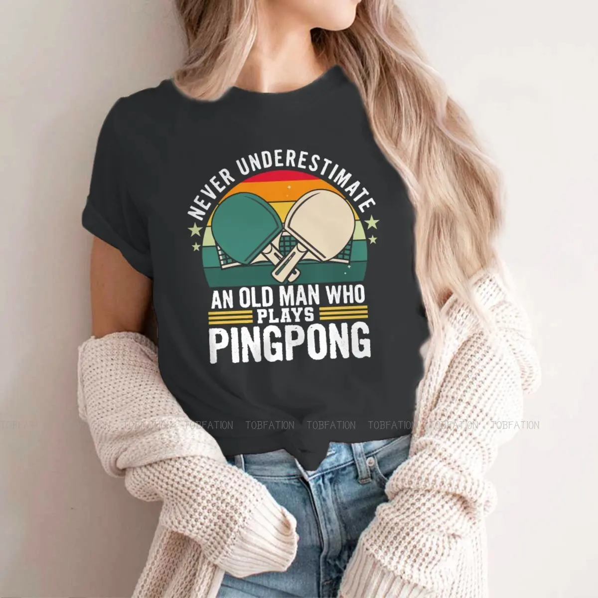 

Ping-Pong Table Tennis Sports Lover TShirt for Girl Funny Retro Style Essential Soft T Shirt High Quality Trendy Fluffy 5XL