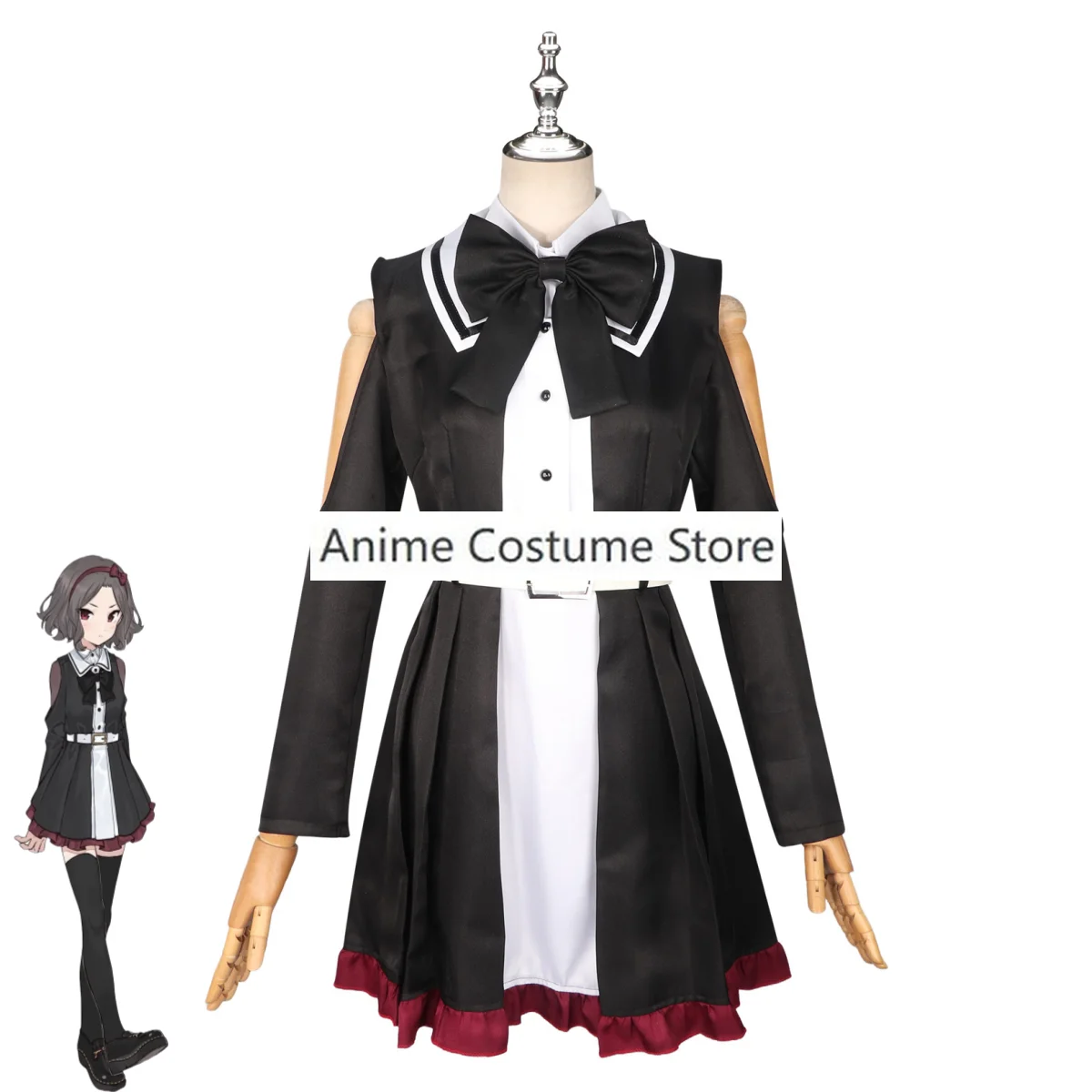 Женский костюм для косплея из аниме группы CRY Tomo Ebizuka черное платье без бретелек