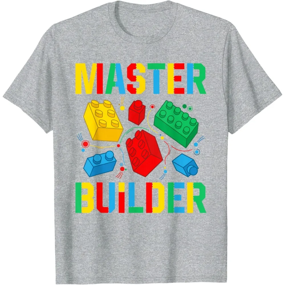 Фото Футболка Master Builder Building Blocks Brick Master Builder с красочным принтом строительных блоков, футболка с цветным принтом, повседневная одежда №3