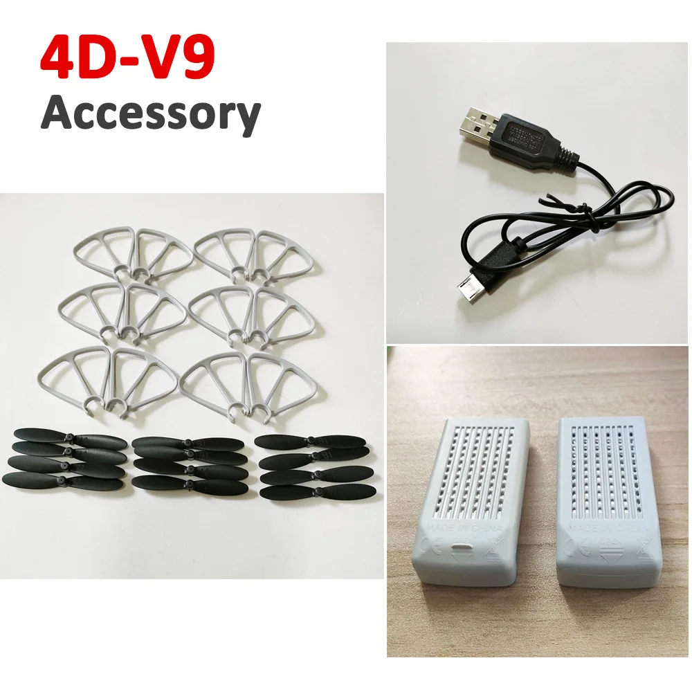 

4DRC V9 Original Accessory USB Charger Battery Propeller Props Blade Guard Protetive Frame 4D-V9 Drone Airplane Spare Part
