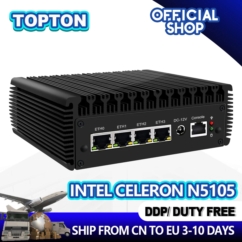 Micro Firewall Appliance, OPNsense, VPN, Router PC, Celeron N5105 1xRJ45 COM Console 4 xIntel 2.5GbE I225-V LAN HDMI2.0 Gamer Pc