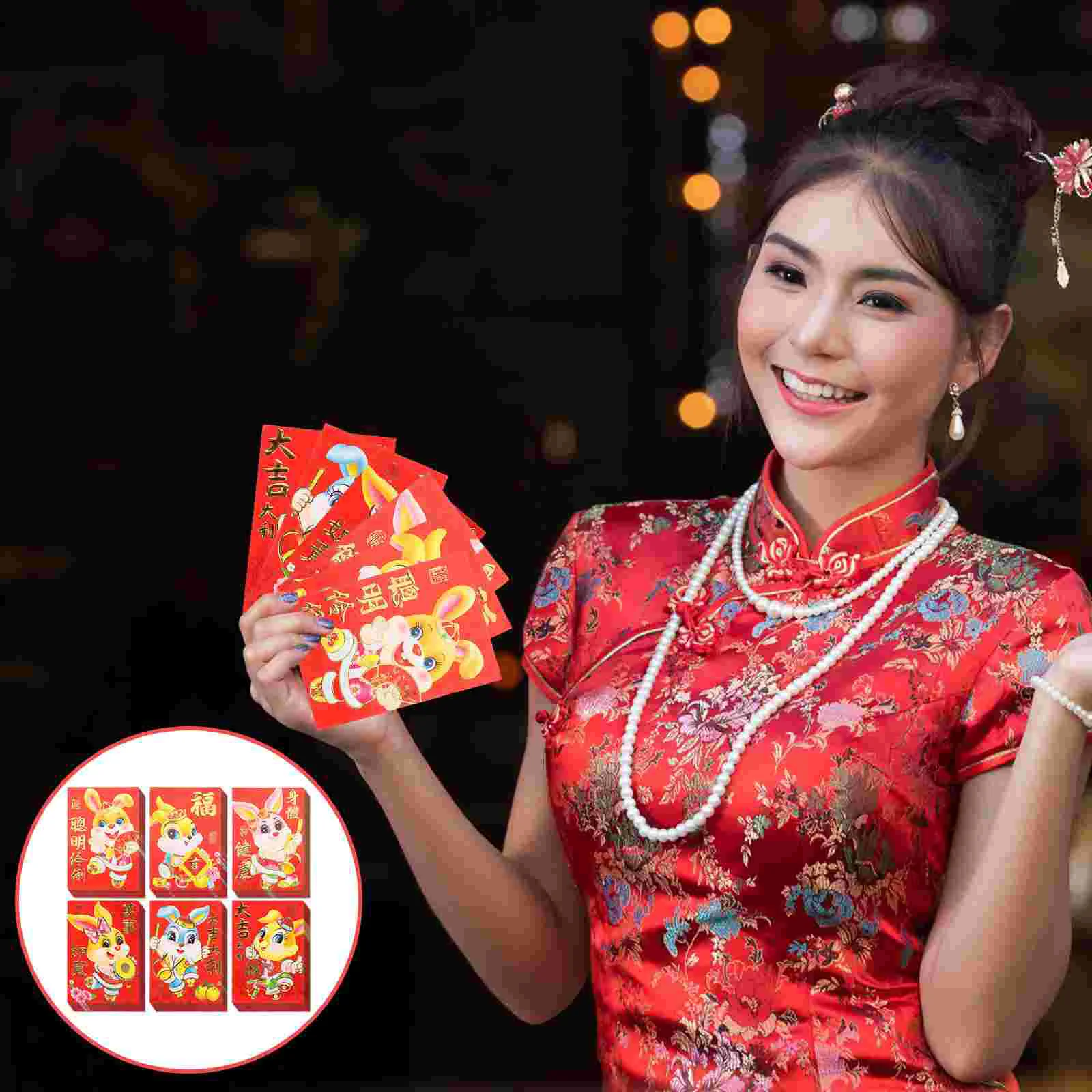 

Red Envelopes Year Envelope Money Chinese New Gift Packet Packets Festival Rabbit Mini Spring Paper Bunny Pocket Hong Bao