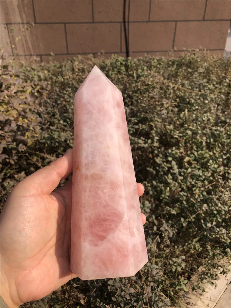 

Натуральная резная розовая кварцевая розовая кристаллическая точка для восстановления рейки