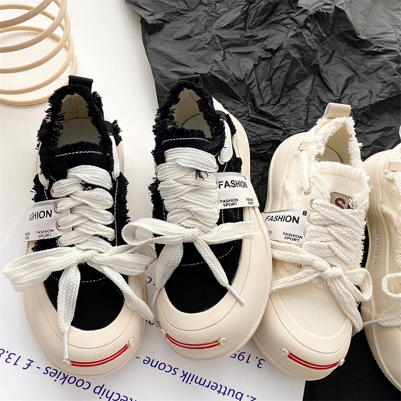 

Designer Women's Platform Sneakers Canvas Shoes Chunky Black Comfortable Soft Women's Sports Shoes Sneakers Girls White 2022 NEW