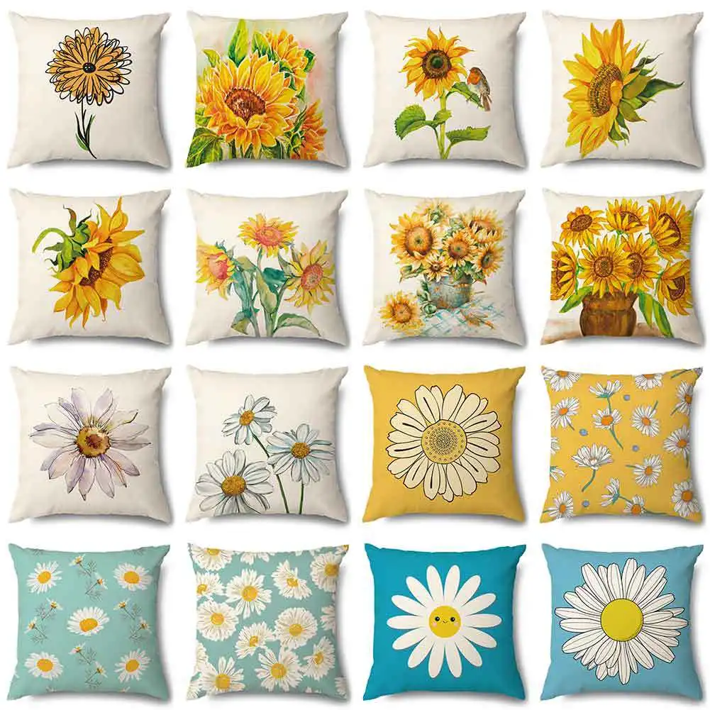 

Summer Sunflower Pillows Case Tropical Flower Pillowcase for Pillows for Living Room Bed Sofa Pillow Cover 45x45 Home Decor