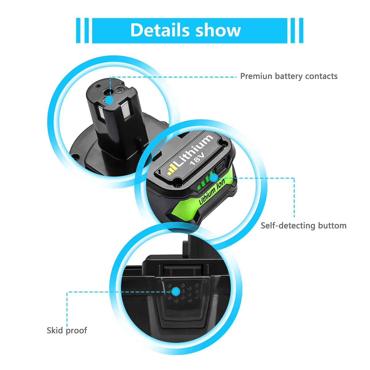 6000mAh Lithium Replacement Battery for Ryobi 18V Battery for P108 P107 P105 P104 P103 P102 P109 18 Volt Cordless Tool batteries