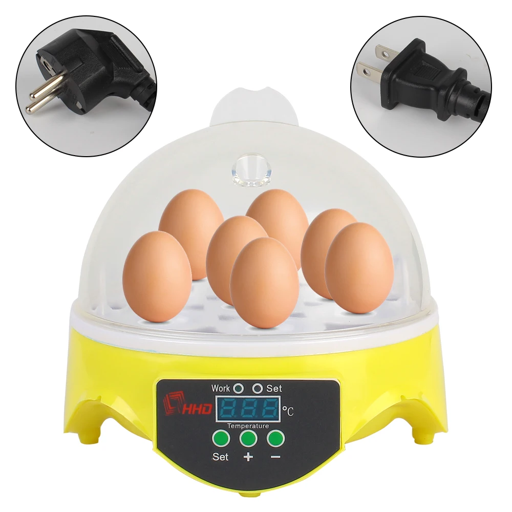 For Chicken Duck Bird Pigeon Farm Hatchery Adjustable Digital Temperature 7 Egg Poultry Incubator Mini Egg Incubator Brooder