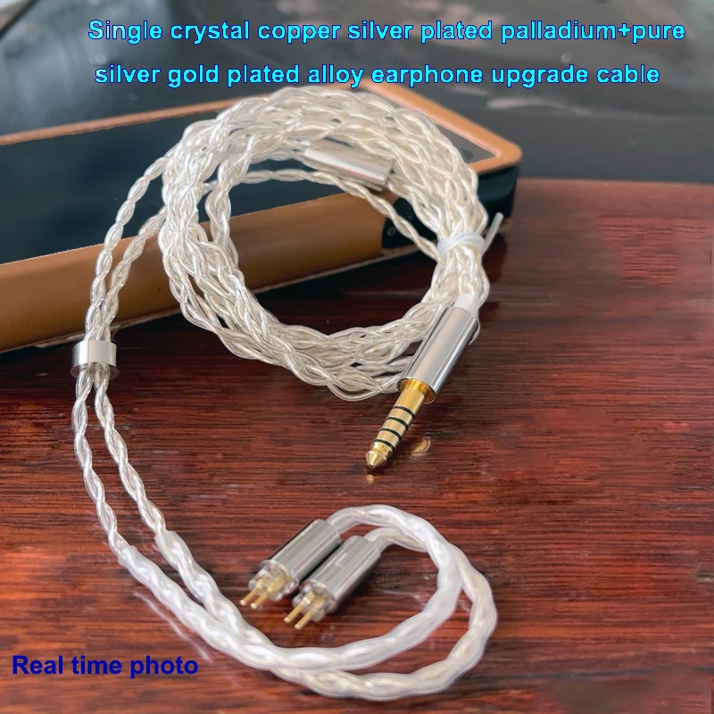 

7N однокристальный медный посеребренный палладий + позолоченный сплав чистого серебра 0,78 мм 2pin Mmcx 4,4 мм кабель для наушников