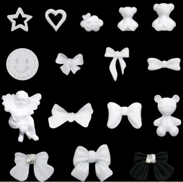 

100pcs White violent bear bow little angel nail enhancement material nail ornament mobile phone case accessories