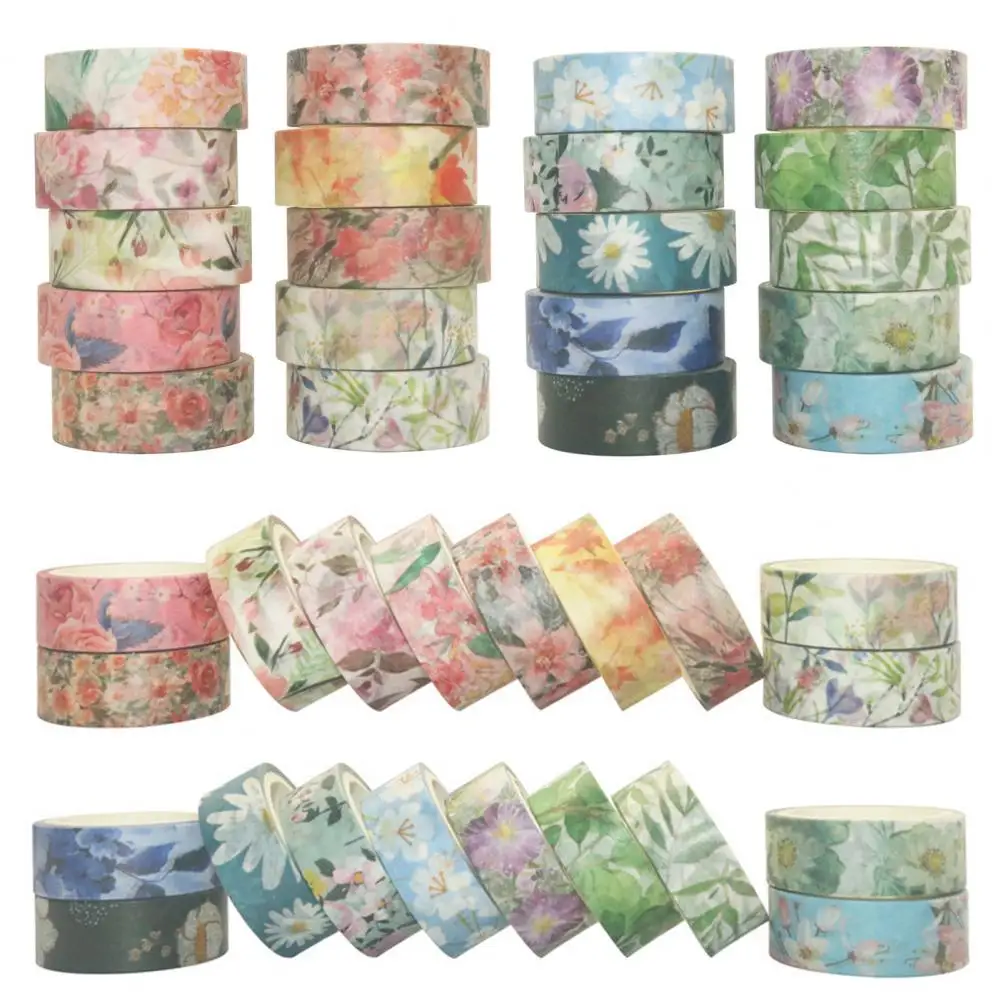 

20 Rolls Creative Spring Flowers Photo Album Decorative Washi Tape Multipurpose Masking Tape Adhesive Stationery Supplies