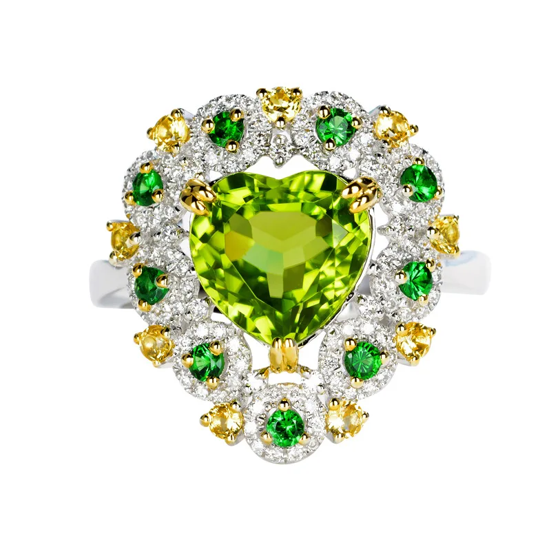 

Большое женское кольцо из искусственного перидота, роскошный светло светильник бриллиант, драгоценный камень, Платиновое покрытие, регули...