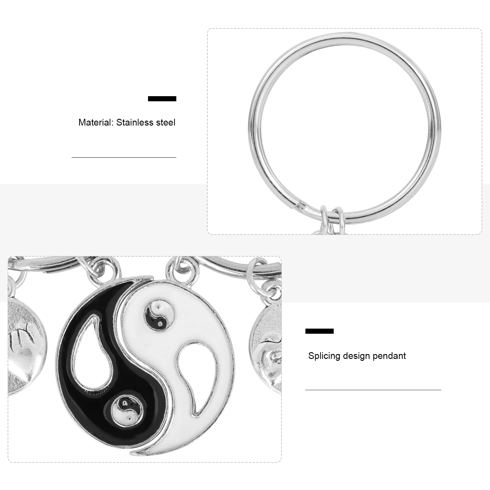 Брелок Инь и Ян пара брелоков кулон розовые брелоки металлические (нержавеющая