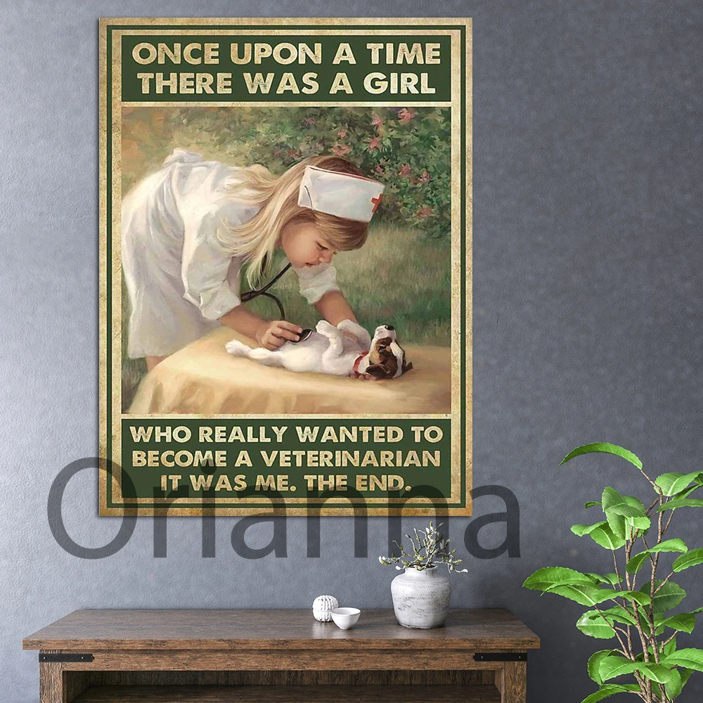 Холщовый постер с принтом Once Upon A Time Girl действительно хочет быть ветеринаром