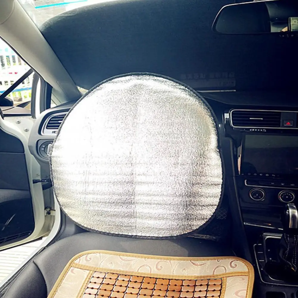 

Sun Protection Visor Automotive Aluminum Foil Thicken Wheel Accessories Car Reflective Cover Steering Sunshade Foldable