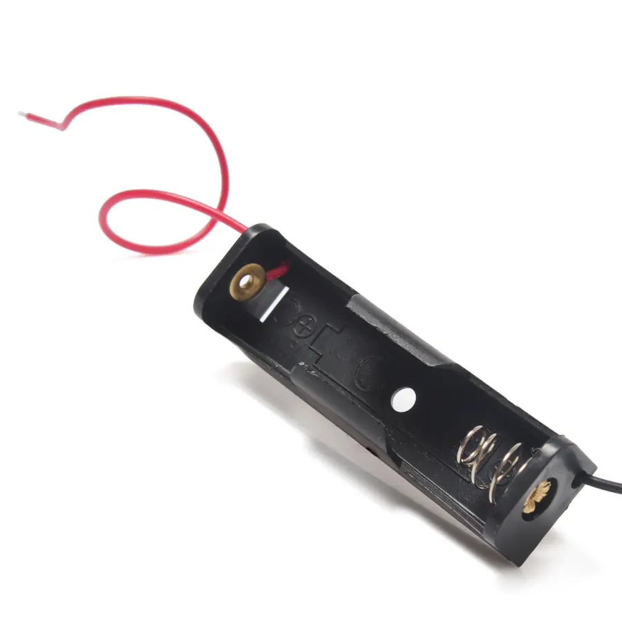 

Wholesale 100Pcs/lot AA Plastic Black Battery Compartment Holder Case With Wire Lead ON&OFF For Soldering connecting
