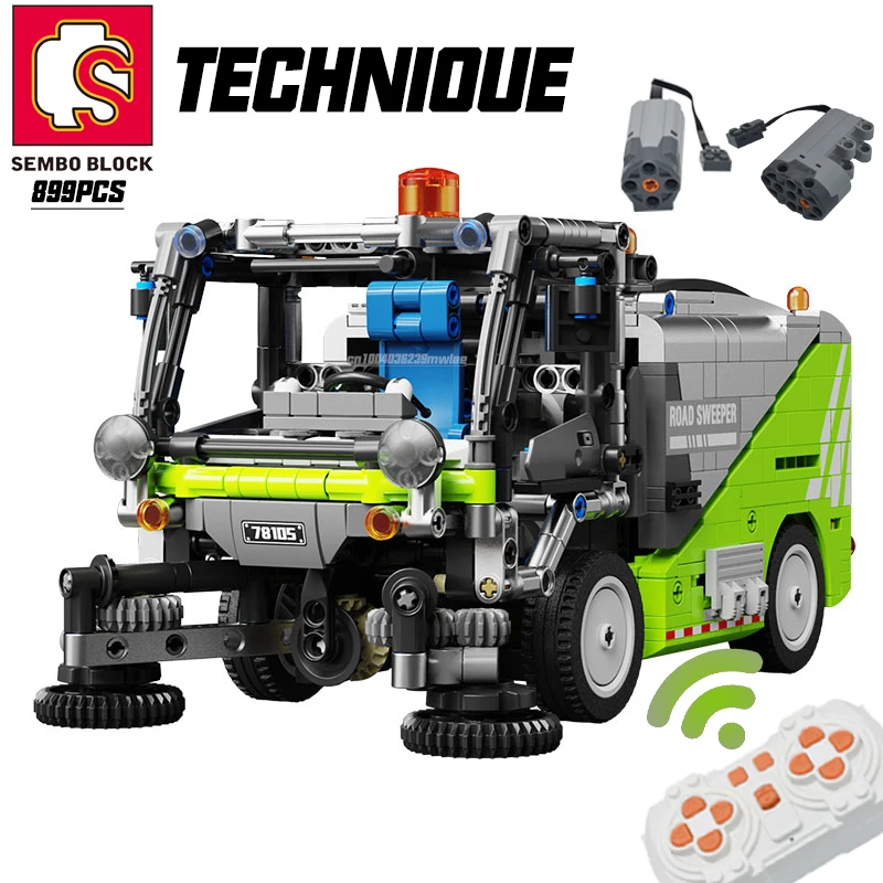 

GZDY Technical MOC Sweeper Truck Building Blocks City Engineering Remote Control Vehicle Bricks Toys Gift For Children