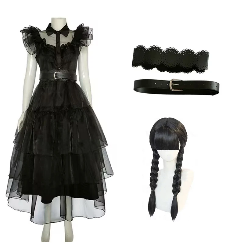 

Женское готическое платье средней длины adдамс, костюмы для косплея для девочек, сетчатые костюмы для Хэллоуина, яркие карнавальные костюмы