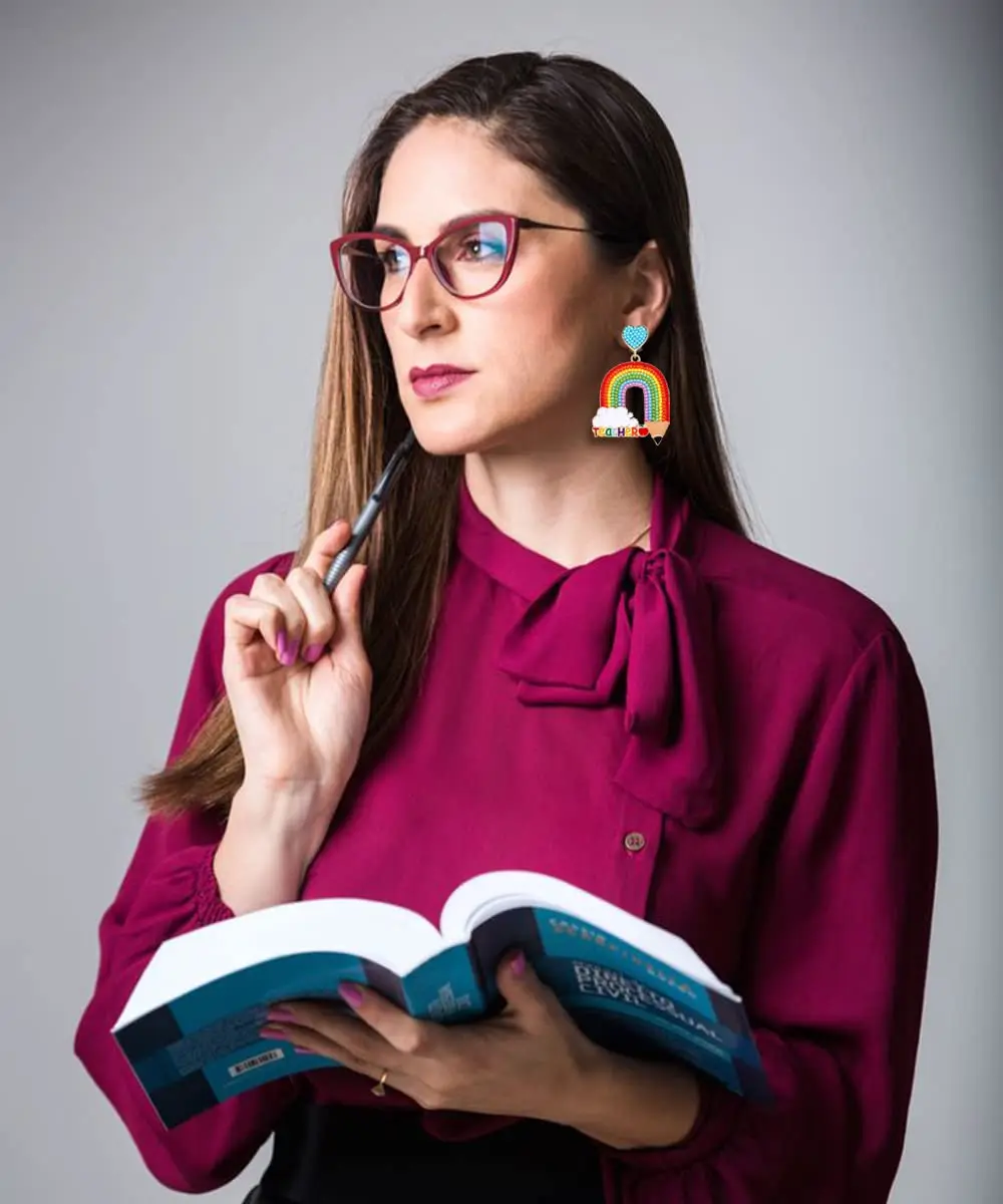 KMOKN Beaded Teacher Earrings Statement Pencil Apple Book Drop Earrings Teacher Appreciation Gifts Back To School Jewelry Set