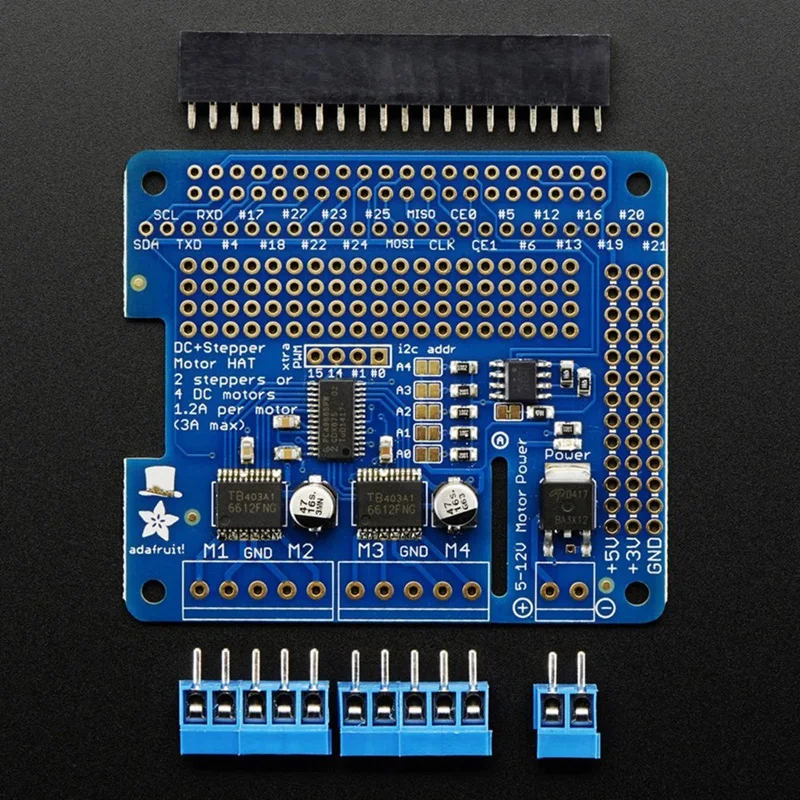 Фото Суперраспродажа: Adafruit DC- и шаговый двигатель/модуль Stepper Motor HAT для Raspberry Pi, 2348 №1