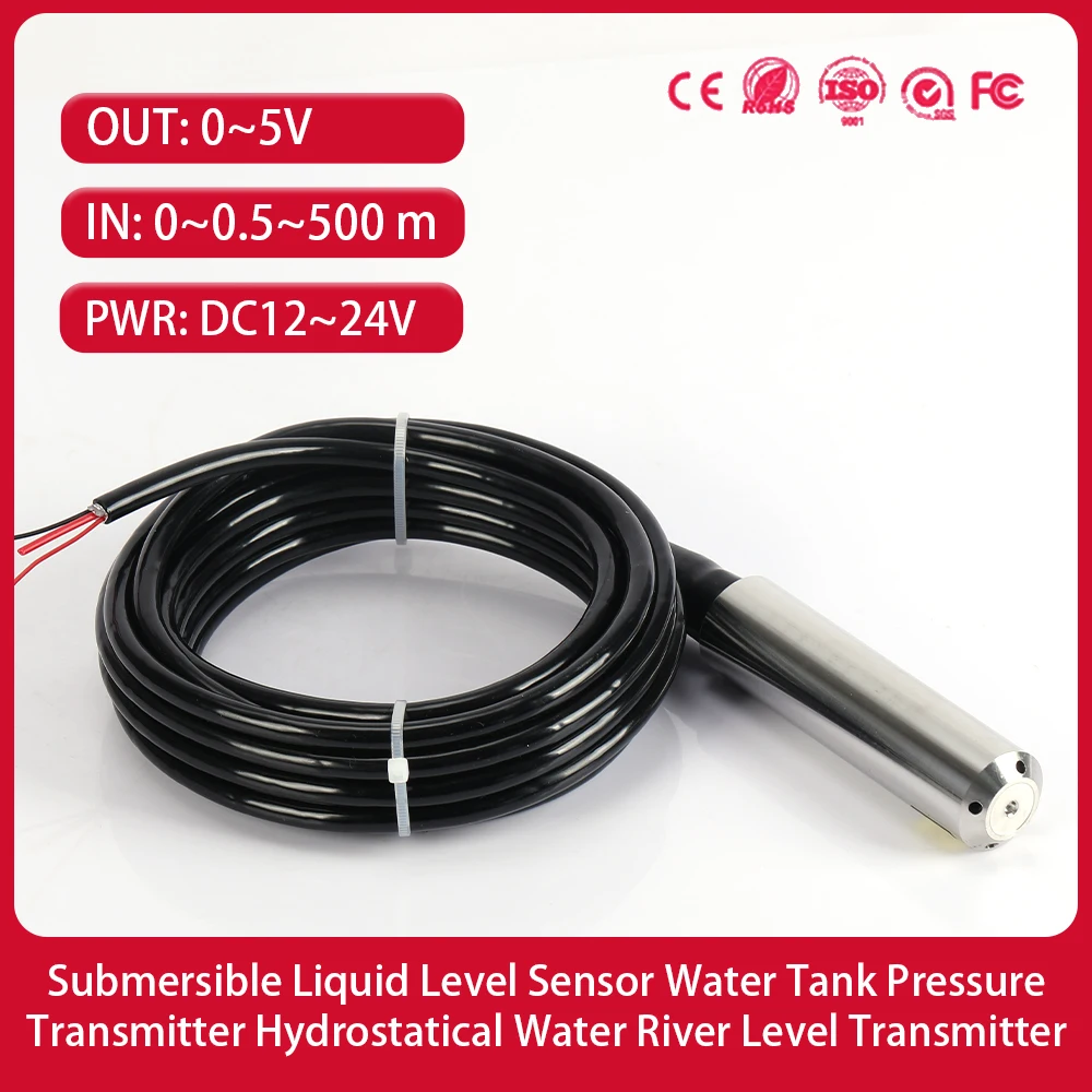 

Oil Fuel Tank Level Transmitter Monitoring System Meter 0-5V Dirty Rain Water Level Sensor 50m Pressure Liquid Transmitter