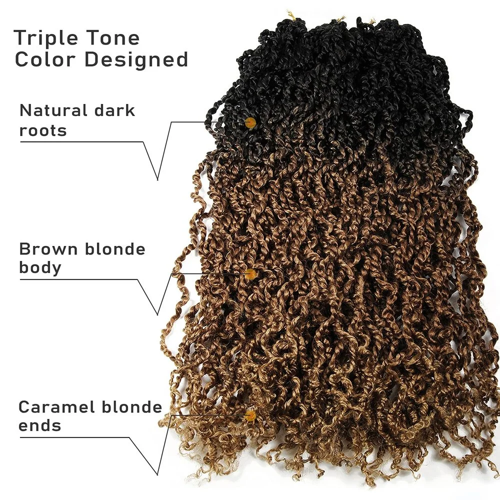 Омбре коричневый блонд синтетические крючком косы длинные вьющиеся