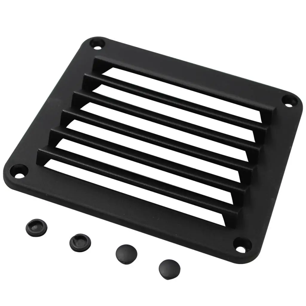 

New Louvered Vents Round Plastic ABS Black 5-1/2" x 4-7/8" - 2pcs Set