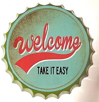 modern vintage metal tin signs bottle cap welcome take it easy wall plaque poster cafe bar pub beer club wall home