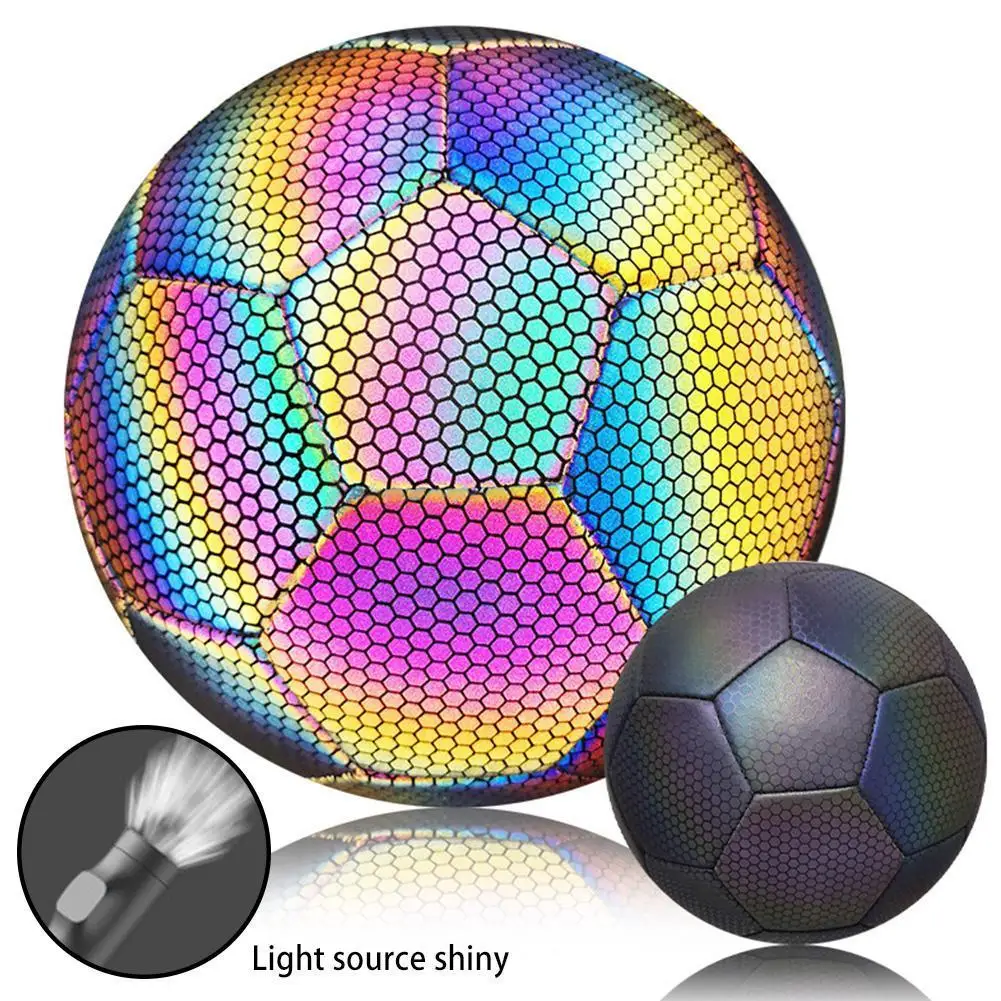 

Reflective Soccer Ball Luminous Night Glow Footballs Ball Competition Training Football Student Training Child Adult Soccer H4q7