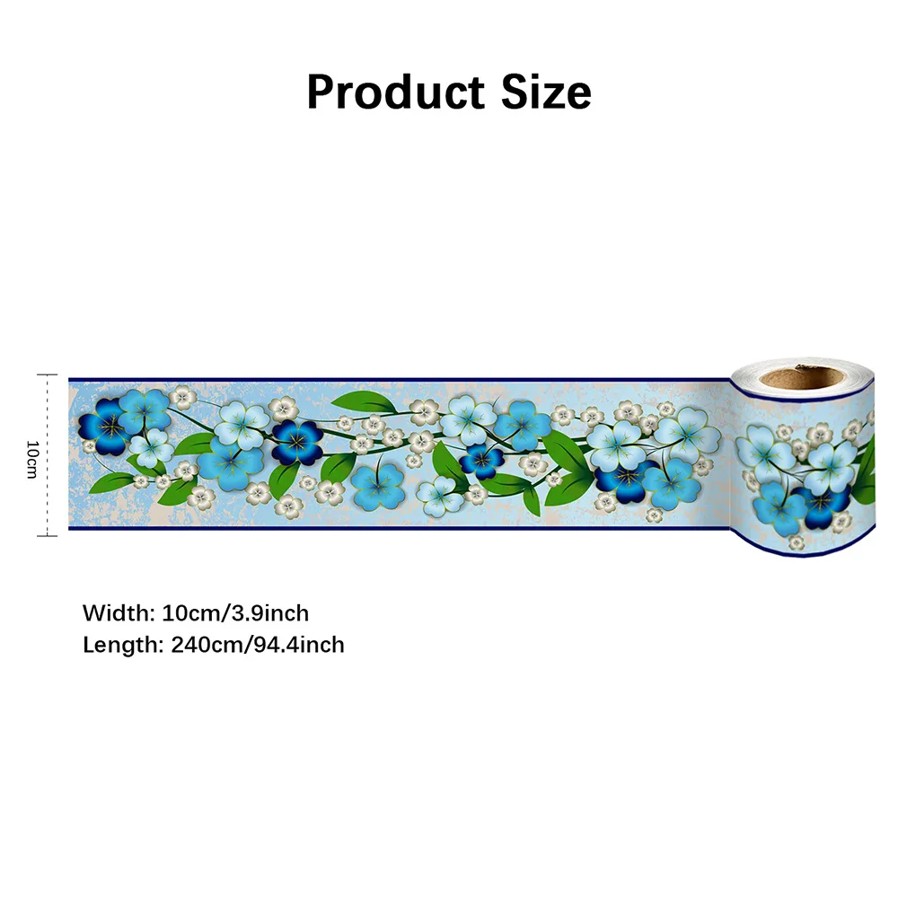 

Flower Wall Board Decor Wallpaper Modern Waist line Decoration Wall Stickers Kitchen Bathroom Waterproof Baseboard Wallstickers