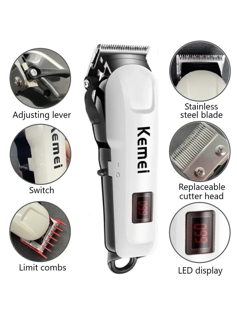 Регулируемая Беспроводная Машинка для стрижки волос со светодиодным дисплеем